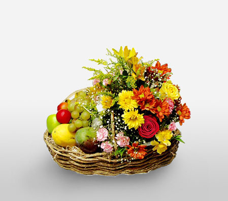 Natures Basket-Mixed,Fruit,Mixed Flower,Basket,Hamper
