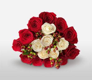 Dreamy Calm-Red,White,Rose,Bouquet