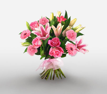 Inspiration-Pink,Carnation,Lily,Mixed Flower,Rose,Bouquet