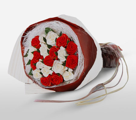 Chic Couture-Red,White,Rose,Bouquet