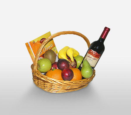 Regal Delicacy-Chocolate,Fruit,Wine,Basket,Hamper