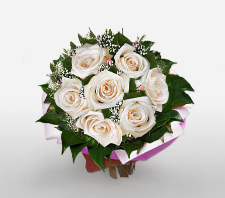 White Party-Green,White,Rose,Bouquet