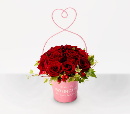 Hirosaki Blossoms-Red,Rose,Basket
