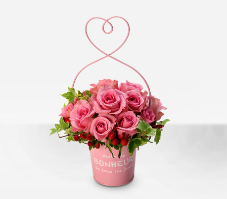 Momoiro Love-Pink,Rose,Arrangement,Basket